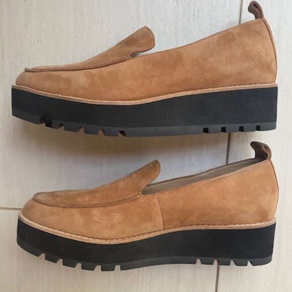 Eileen Fisher Ells tobacco suede platform loafer size 7 - Picture 3 of 5